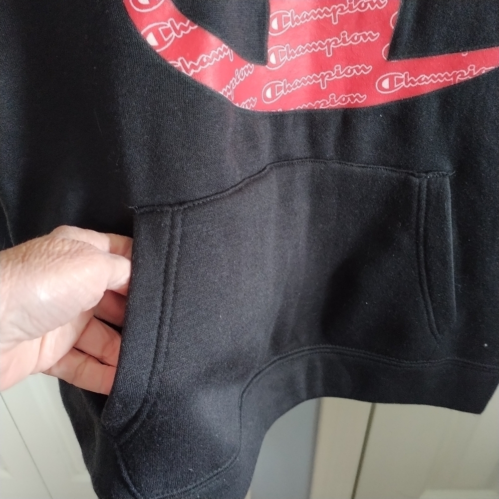 Men's Champion Black Hoodie M - Picture 2 of 11